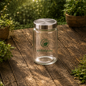 Bocal en verre + couvercle inox
